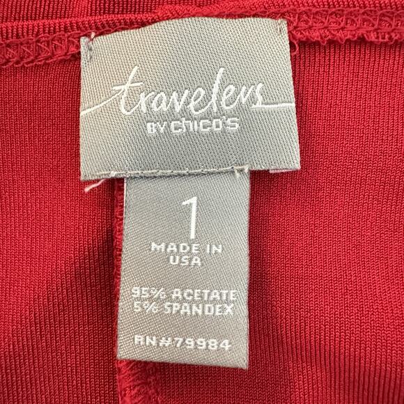 Chico's Travelers Slinky Knit Wrap Dress Size 1 = US M Red Classic Office Travel - Picture 6 of 11